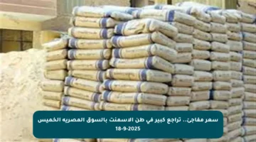 سعر مفاجئ.. تراجع كبير في طن الأسمنت بالسوق المصرية الخميس 18-9-2025